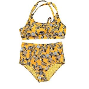 Kulani Kinis Floral Yellow Reversible Printed Bikini M/L
